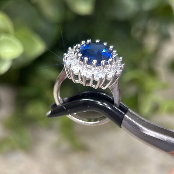 Stunning 925 Silver Sapphire/Cz Ring - Picture 7 of 9